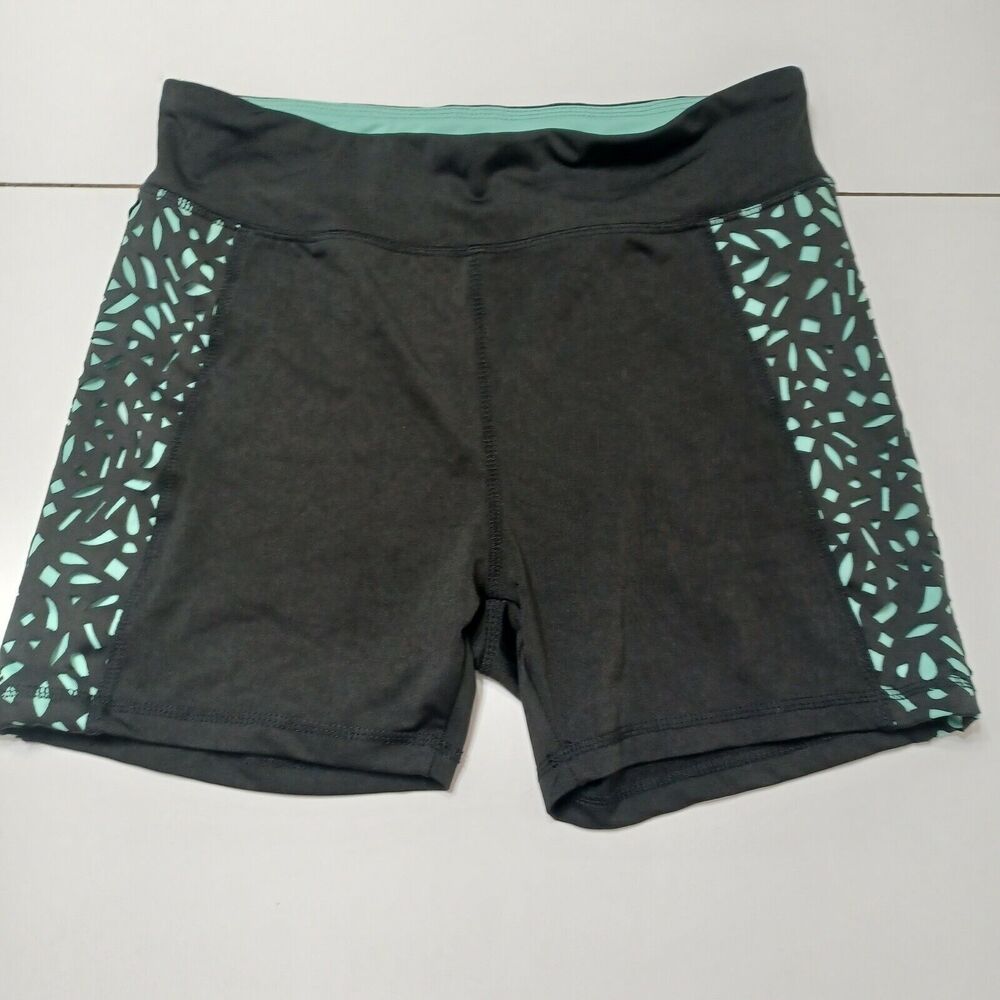 Just Be Free Shorts Womens Medium Black Stretch Flat Front Elastic Waist Spandex